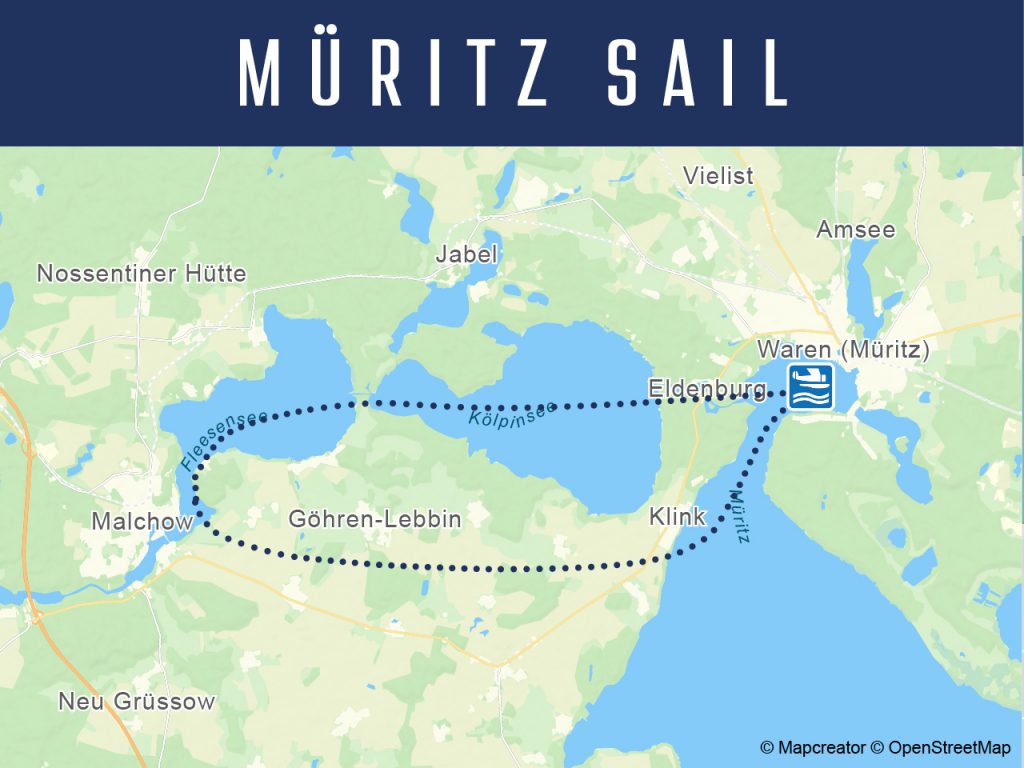 Karte Rundflugstrecke Rundflug Müritz Sail mit dem Wasserflugzeug
