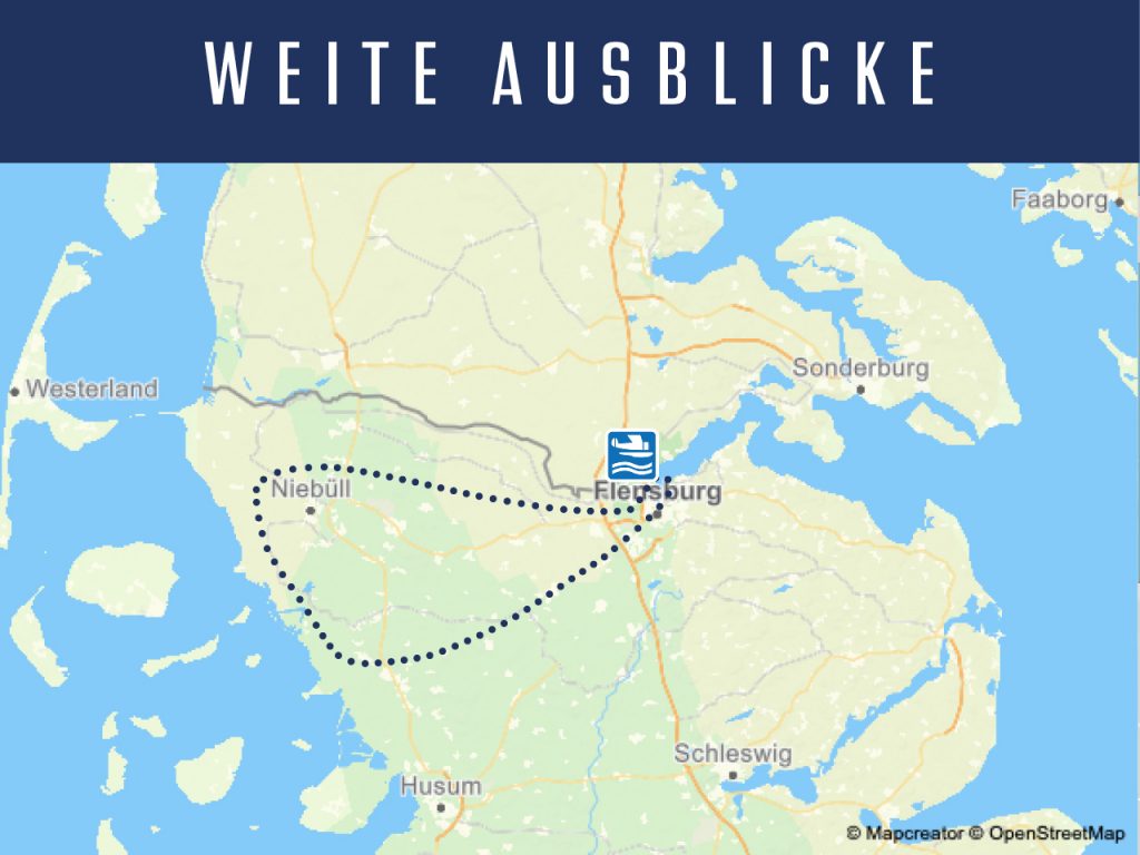 Karte Rundflug im Wasserflugzeug bis zu den Nordfriesischen Inseln