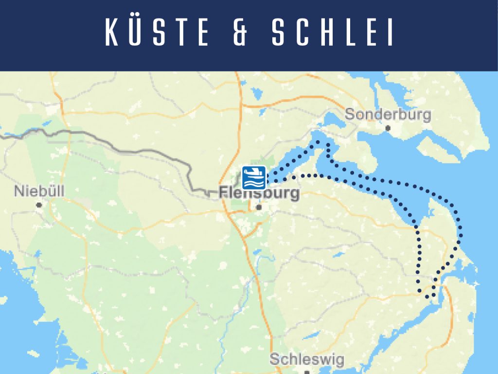 Karte Rundflug im Wasserflugzeug über die Förde, Küste, Schlei bis nach Kappeln.