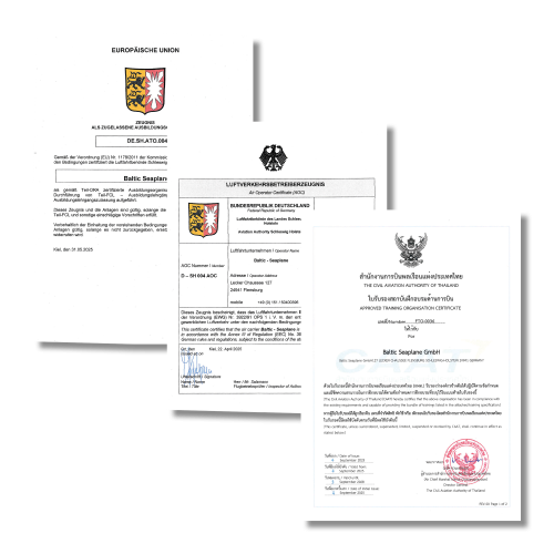 ATO, AOC und FTO Dokumente für Flugschule für Wasserflugberchtigung